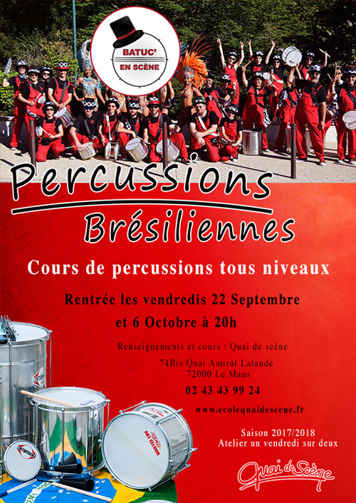 Les cours de percussions batucada au Mans